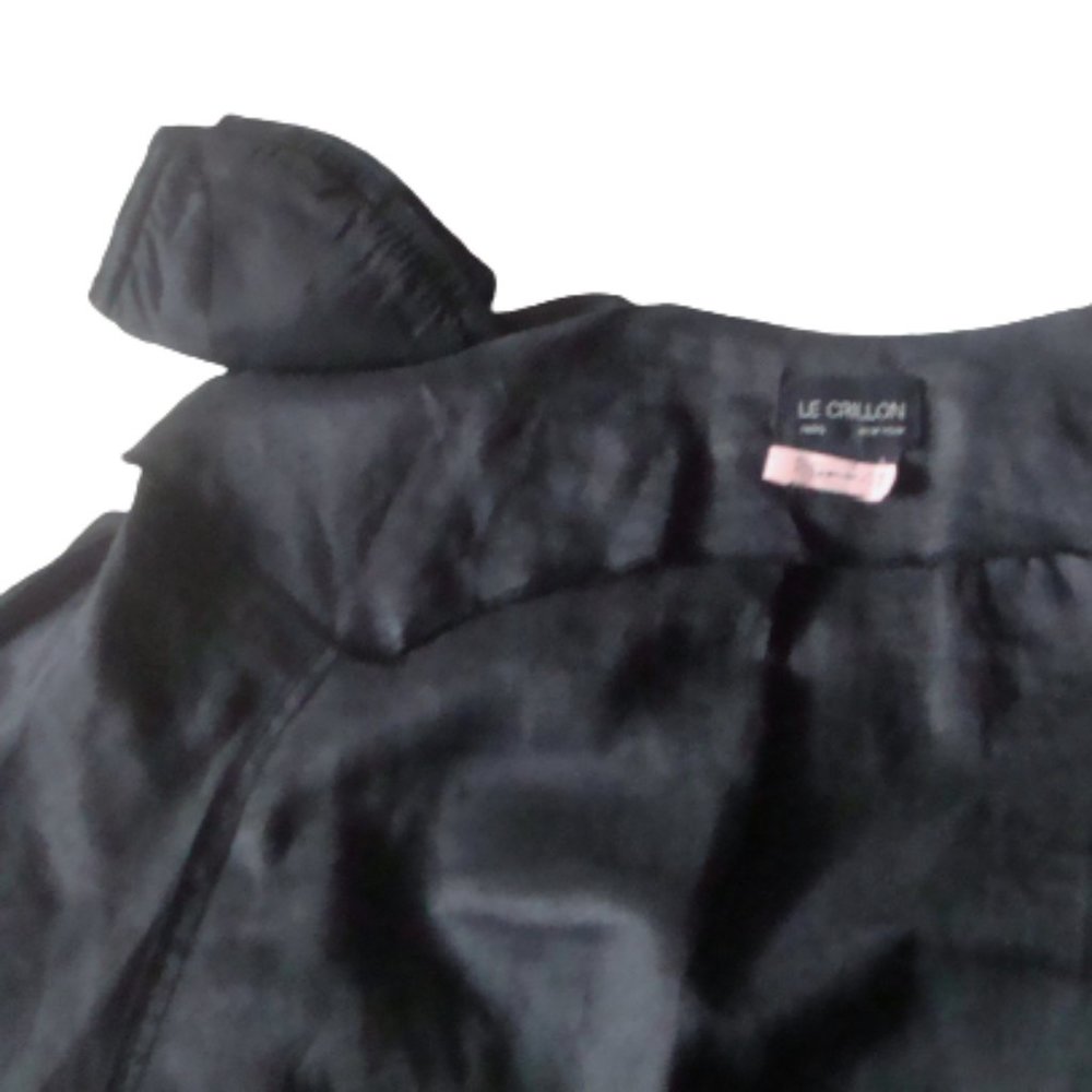 80s Structured Sailor Crisp Black Linen Balloon Sleeve Top - Picture 9 of 16